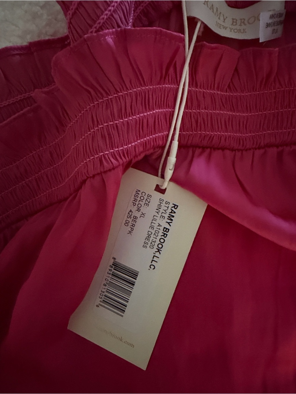 Ramy Brook Raspberry Off-Shoulder Pleated Mini Dress - Picture 2 of 4